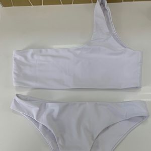white one shoulder bikini
